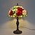 abordables lámpara de noche-Lámpara de mesa con forma de rosa de vidrieras, lámpara de escritorio de cristal, luz de mesa de 19 pulgadas de alto y 12 pulgadas de ancho, pantalla de lectura junto a la lámpara, base de zinc antiguo para sala de estar, dormitorio, vidrio 110-240v