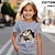 cheap Girl&#039;s 3D T-shirts-Girls&#039; 3D Cat Tee Shirts Short Sleeve 3D Print Summer Active Fashion Cute 100% Cotton Kids 3-12 Years Crew Neck Outdoor Casual Daily Regular Fit