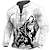 olcso férfi henley pulóverek-Farkas Grafikai nyomatok Férfi Napi 3D nyomtatás Pulóver Szabadság Alkalmi Utcai öltözék Pulóverek Fehér Barna Hosszú ujj Állógallér Fűzős Nyomtatott Tavasz &amp; Ősz Tervező Kapucnis pulóver