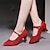 abordables Chaussures de bal, de danse moderne-Femme Salon Chaussures Modernes Utilisation Entraînement Talon Talon Cubain Bout rond Boucle Adulte Argent Noir Rouge