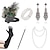 cheap Historical &amp; Vintage Costumes-Elegant Vintage 1920s The Great Gatsby Ball Gown Gloves Necklace Flapper Headband Accesories Set Necklace Earrings The Great Gatsby Women&#039;s Feather Beads New Year Performance Gloves