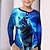 tanie chłopięce koszulki 3D-Dla chłopców 3D Wilk Koszula Henleya Długi rękaw Druk 3D Wiosna Jesień Sport Moda Moda miejska Poliester Dzieci 3-12 lat Półgolf Na zewnątrz Codzienny Regularny