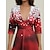 cheap Party Dresses-Women&#039;s Red Christmas Party Dress Sparkly Christmas Dress Black Dress Cocktail Dress Wine Rusty Red 3/4 Length Sleeve Print Pocket Sequin Dress
