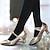 cheap Ballroom Shoes &amp; Modern Dance Shoes-Women&#039;s Heels Pumps Vintage Shoes Comfort Shoes Party Outdoor Daily Kitten Heel Round Toe Elegant Vintage Fashion Leather Cowhide Buckle Ankle Strap Silver Dark Red Black