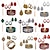 abordables Accessoires portables-Ensemble de bijoux en cuir, alliage de poudre d&#039;or, collier, boucles d&#039;oreilles, bracelet, ensemble combiné