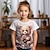 olcso lány 3D-s pólók-Lány 3D Rajzfilm Medve Póló Ing Rövid ujjú 3D nyomtatás Nyár Aktív Divat aranyos stílus Poliészter Gyerekek 3-12 év Terített nyak Szabadtéri Hétköznapi Napi Normál