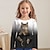 cheap Girl&#039;s 3D T-shirts-Girls&#039; 3D Cat Tee Shirt Long Sleeve 3D Print Spring Fall Active Fashion Cute Polyester Kids 3-12 Years Crew Neck Outdoor Casual Daily Regular Fit