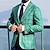 cheap Men&#039;s Blazers-Men&#039;s Blazer Business Cocktail Party Wedding Party Fashion Casual Spring &amp;  Fall Polyester Plaid Button Casual / Daily Single Breasted Blazer Green