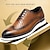 baratos Sapatos Oxford para Homem-Homens Oxfords Tênis sociais Couro Couro de grão integral italiano Antiderrapante Com Cadarço Marron