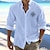 cheap Men&#039;s Graphic Cotton Linen Shirts-Men&#039;s Linen Linen Cotton Blend Shirt Linen Shirt Button Up Shirt Monster Print Long Sleeve Standing Collar White, Pink, Light Grey Shirt Outdoor Daily Wear Vacation