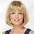 cheap Older Wigs-Chin-Length Bob Wig with Natural Looking Crown and Flirty Bangs/Multi-tonal Shades of Blonde Silver Brown and Red