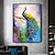 cheap Animal Paintings-Mintura Handmade Abstract Animal Peacock Oil Paintings On Canvas Wall Art Decoration Modern Picture For Home Decor Rolled Frameless Unstretched Painting