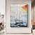 levne Krajinomalby-nástěnné umění velký obraz ručně malovaný abstraktní plachetnice olejomalba na plátně originální námořní plátno nástěnné umění lodní nástěnné umění moderní přímořská krajina olejomalba pro obývací