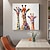 abordables Pinturas de animales-Pintura colorida de la familia de jirafas sobre lienzo, arte de pared de animales grandes pintado a mano para decoración del hogar, obra de arte de animales, decoración de pared de jirafa elegante,