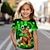 cheap Girl&#039;s 3D T-shirts-St. Patrick Girls&#039; 3D Cat Four Leaf Clover Tee Shirt Short Sleeve 3D Print Summer Active Fashion Cute Polyester Kids 3-12 Years Crew Neck Outdoor Casual Daily Regular Fit