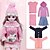 voordelige Poppenaccessoires-speelgoed voor meisjes 60 cm poppenkleding prinses trouwjurk veranderende trui roze jurk met hoed herfst- en winterkledingset