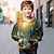 olcso fiú 3D pulóverek és pulóverek-Fiú 3D Állat Fa Kapucnis felsőrész Pullover Hosszú ujj 3D nyomtatás Tavasz Ősz Divat Utcai sikk Menő Poliészter Gyerekek 3-12 év Kapucni Szabadtéri Hétköznapi Napi Normál