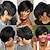 cheap Human Hair Capless Wigs-Bob Wig Human Hair Short Pixie Cut Wigs for Black Women Human Hair Wig with Bangs Glueless Layered Wig None Lace Front Wig Full Machine Made Wig 1B Color