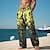 tanie Męskie spodnie na co dzień z nadrukiem-Splash Ink męskie spodnie typu casual z nadrukiem 3D spodnie elastyczny pas sznurek luźny krój proste nogawki letnie spodnie plażowe od S do 3XL