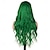 abordables Perruques de déguisement-perruque verte longue ondulée avec frange perruques de cheveux synthétiques résistantes à la chaleur pour les femmes costume d&#039;Halloween cosplay fête perruques de la Saint-Patrick