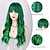 abordables Perruques de déguisement-perruque verte avec frange longues perruques vertes ondulées pour femmes perruque ondulée résistante à la chaleur pour une utilisation quotidienne de fête perruques de la Saint-Patrick