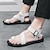זול סנדלים לגברים-סנדלי עור pu לגברים סנדלי גלדיאטור סנדלים רומאיים נעלי אבזם חוף נוחות קז&#039;ואל שחור לבן קיץ