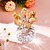 baratos Presentes-Estatueta de Flor de Rosa de Champanhe de Cristal Feita à Mão com Vaso Redondo Presentes Românticos de Rosa para Mulheres em Casamentos Dia dos Namorados Flores de Rosa de Vidro para Namorada Esposa