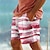 billige Shorts med trykk  for menn-stripe men&#039;s resort 3d-trykte brettshorts badebukser elastisk midje snøring med mesh-fôr aloha hawaiiansk stil feriestrand s til 3xl