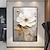 levne Květinové či botanické obrazy-ručně malovaný velký květ textura malba 3d textura malba zlatá květinová abstraktní malba originální zlatá nástěnná malba květin do obývacího pokoje domácí dekorace natažený rám připravený k zavěšení