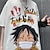 preiswerte Cosplay-Anime-Kapuzenpullover und T-Shirts für den Alltag-One Piece Affe D. Ruffy T-Shirt-Ärmel Zeichentrick Manga Anime Grafik Für Paar Herren Damen Erwachsene Karneval Maskerade Heißprägen Casual