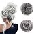 cheap Chignons-3pcs Chignons Messy Bun Large Scrunchies Wavy Curly Synthetic Silver Grey Ponytail Hair Extensions Thick Updo Hair Pieces Set for Women Girls Kids