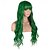 voordelige Kostuumpruiken-Lange golvende groene pruik met pony hittebestendig synthetisch haar pruiken voor vrouwen halloween kostuum cosplay party st.patrick&#039;s day pruiken
