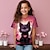 お買い得  女の子の 3d T シャツ-女の子 3D カートゥン 猫 Ｔシャツ シャツ ピンク 半袖 3Dプリント 夏 活発的 ファッション かわいいスタイル ポリエステル 子供 3〜12年 クルーネック アウトドア カジュアル 日常 レギュラー