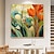 billige Blomster-/botaniske malerier-håndlaget originalt blomsteroljemaleri på lerret abstrakt plantekunstmaleri for hjemmeinnredning med strukket ramme/uten indre rammemaling