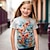 olcso lány 3D-s pólók-Lány 3D Virágos Pillangó Póló Ing Rövid ujjú 3D nyomtatás Nyár Aktív Divat aranyos stílus Poliészter Gyerekek 3-12 év Terített nyak Szabadtéri Hétköznapi Napi Normál