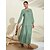 abordables robe décontractée imprimée-Femme Robe Trapèze Ourlet Maxi Robe Maxi Vert manche longue Géométrique Géométrique Printemps Col V Robe Motif Style de mode simple Vacances S M L