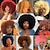 olcso Jelmezparókák-afro parókák fekete nőknek 10 hüvelykes afro göndör paróka 70-es évek nagy, pattogós és puha, természetes megjelenésű teljes parókák party cosplay afro paróka