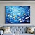 preiswerte Tiergemälde-handgemaltes abstraktes Ölgemälde mit schwimmenden Fischen auf Leinwand, extra großes handgemachtes Wandkunstgemälde, blaues Ozeankunstgemälde, individuelles Gemälde, minimalistisches Kunstwerk für