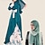 economico Musulmano arabo-set con delle donne arabo musulmano abito abaya ramadan dubai islamico arabo floreale vestito scialli hijab sciarpe ramadan dubai islamico copricapo per adulti 2 pezzi donne ramadan arabo musulmano