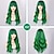 billige Kostymeparykk-grønn parykk med smell lange bølgete grønne parykker for kvinner varmebestandig bølget parykk til daglig festbruk st.patrick&#039;s day parykker