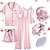 voordelige Dames-5 stuks volwassenen badjas pyjama comfortset, pyjama nachtkleding met zijden hoofdband haarverzorging anti-kroezen&amp;amp; ontharingshulpmiddel pyjama ijszijde