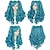 abordables Perruques de déguisement-perruque longue bleue bouclée queue de cheval perruque bleu clair avec 2 queues de cheval perruque lolita perruque bleue avec frange pour femmes perruque anime peluca azul pour costume de cosplay fête
