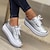 cheap Women&#039;s Sneakers-Women&#039;s Sneakers Plus Size Platform Sneakers White Shoes Daily Solid Color Summer Spring Fall Platform Flat Heel Round Toe Sporty Casual Walking PU Lace-up Silver Dark Red Black