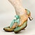 olcso Női magas sarkú cipők-Női Magassarkúak Pompák Boho Kézzel készített cipők Vintage cipők Parti Szabadtéri Napi Színes Magas Kerek orrú Elegáns Csehország Szabadság Bőr Fűzős Sötétkék Világoskék
