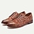 رخيصةأون أحذية أوكسفورد للرجال-حذاء رجالي رسمي بني اللون مطبوع عليه زهور من جلد البقر الإيطالي المحبب بالكامل برباط مقاوم للانزلاق