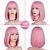 abordables Perruques Synthétiques Sans Bonnet-perruque bob rose avec frange pour femmes perruques roses courtes et droites de 12 pouces perruques colorées synthétiques