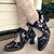 Χαμηλού Κόστους Γυναικεία Τακούνια-Γυναικεία Τακούνια Γόβες Μέρι Τζέιν Χειροποίητα Παπούτσια Vintage παπούτσια Πάρτι Συνδυασμός Χρωμάτων Χαμηλό τακούνι Στρογγυλή Μύτη Κομψό Δέρμα Πόρπη Μαύρο