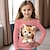 billige piges 3d t-shirts-Pige 3D Tegneserie Kat Flæsetrøje Pink Langærmet 3D-udskrivning Forår Efterår Aktiv Mode Sød Stil Polyester Børn 3-12 år Rund hals udendørs Afslappet Daglig Regulær