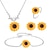 abordables Accesorios usables-Joyería creativa, collar de girasol, pendientes de girasol, anillo, pulsera de flores, conjunto de cuatro piezas
