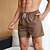 billiga simshorts för män-Herr Boardshorts Badshorts Utekväll Helgen Andningsfunktion Snabb tork Ficka Snörning Elastisk midja Randig Kort Gymnastik Ledigt Sportkläder Himmelsblå Brun